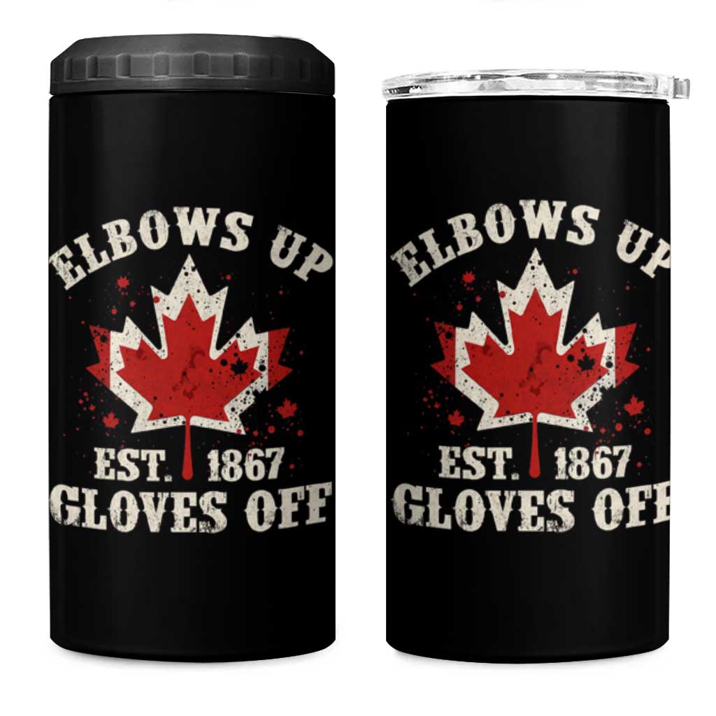 Elbows Up Canada EST 1867 4 in 1 Can Cooler Tumbler Proud Canadian Maple Leaf
