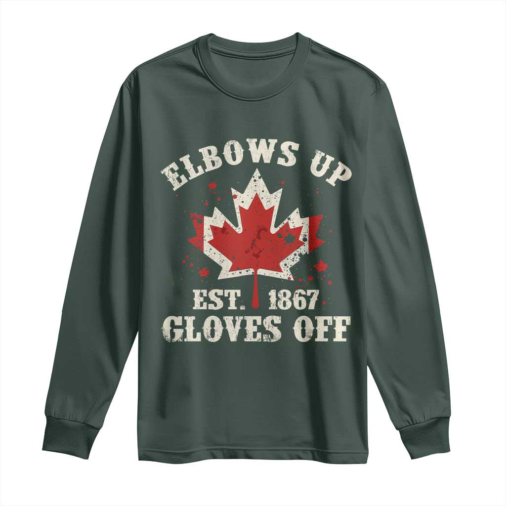 Elbows Up Canada EST 1867 Long Sleeve Shirt Proud Canadian Maple Leaf