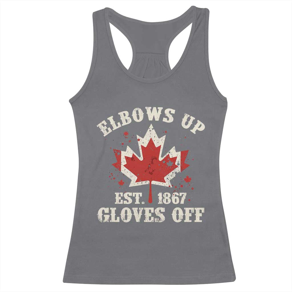 Elbows Up Canada EST 1867 Racerback Tank Top Proud Canadian Maple Leaf