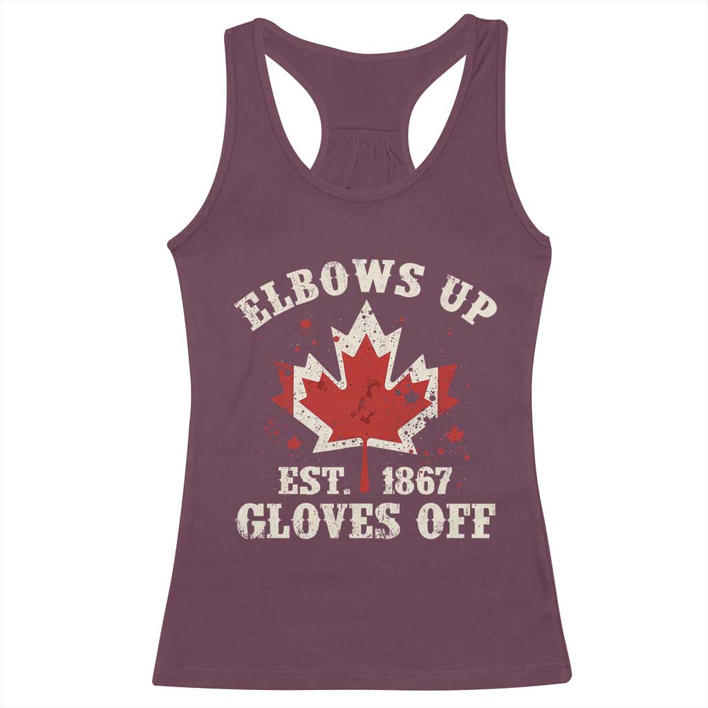 Elbows Up Canada EST 1867 Racerback Tank Top Proud Canadian Maple Leaf