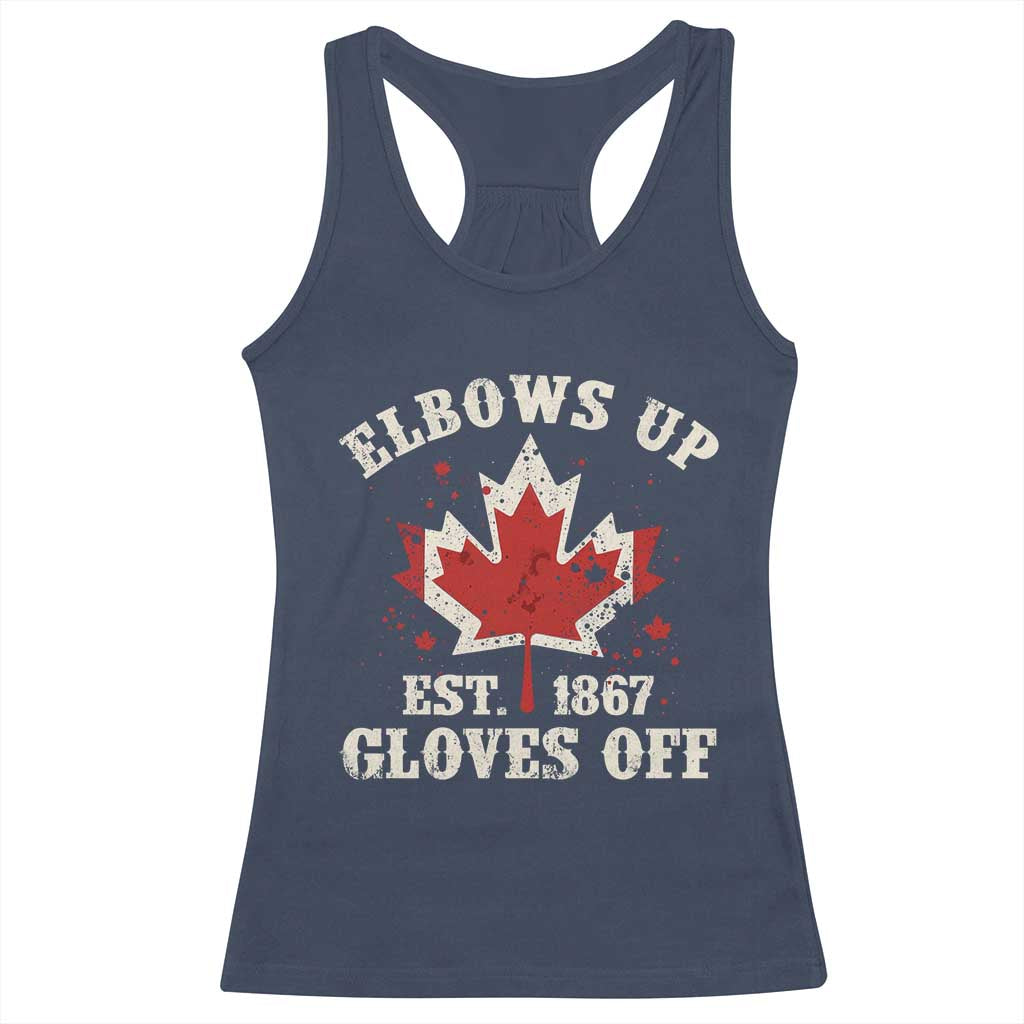 Elbows Up Canada EST 1867 Racerback Tank Top Proud Canadian Maple Leaf