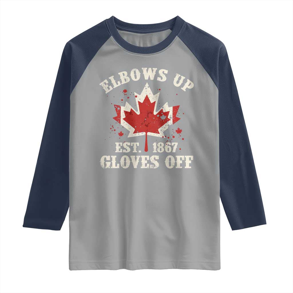 Elbows Up Canada EST 1867 Raglan Shirt Proud Canadian Maple Leaf