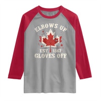 Elbows Up Canada EST 1867 Raglan Shirt Proud Canadian Maple Leaf