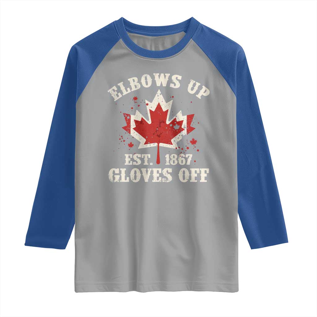 Elbows Up Canada EST 1867 Raglan Shirt Proud Canadian Maple Leaf