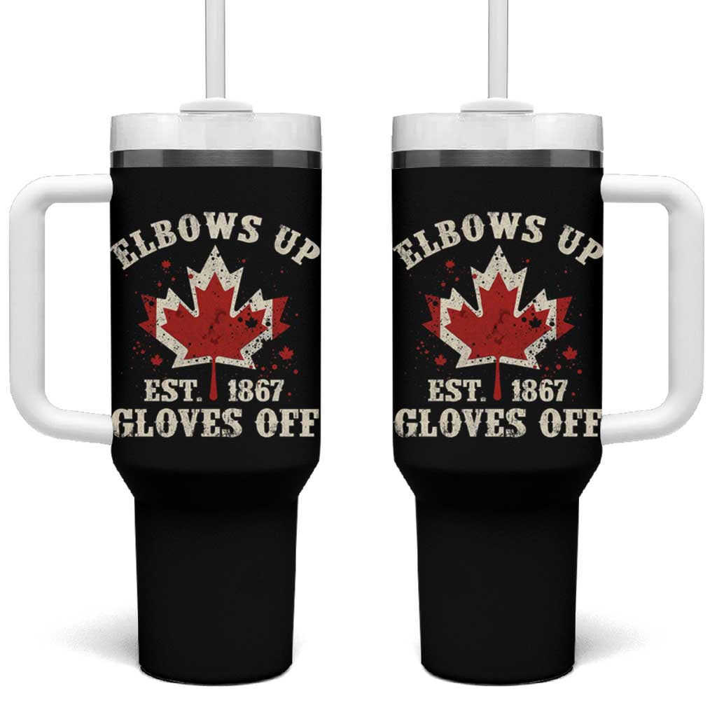 Elbows Up Canada EST 1867 Tumbler With Handle Proud Canadian Maple Leaf