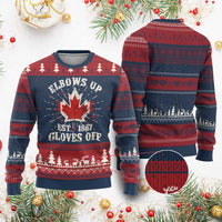 Elbows Up Canada EST 1867 Knitted Sweatshirt Proud Canadian Maple Leaf - Wonder Print Shop