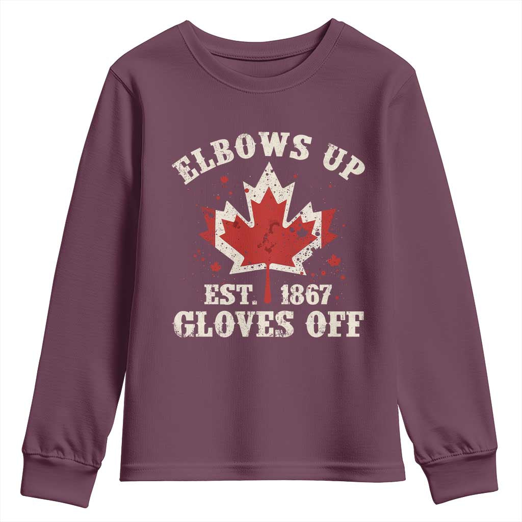 Elbows Up Canada EST 1867 Youth Sweatshirt Proud Canadian Maple Leaf