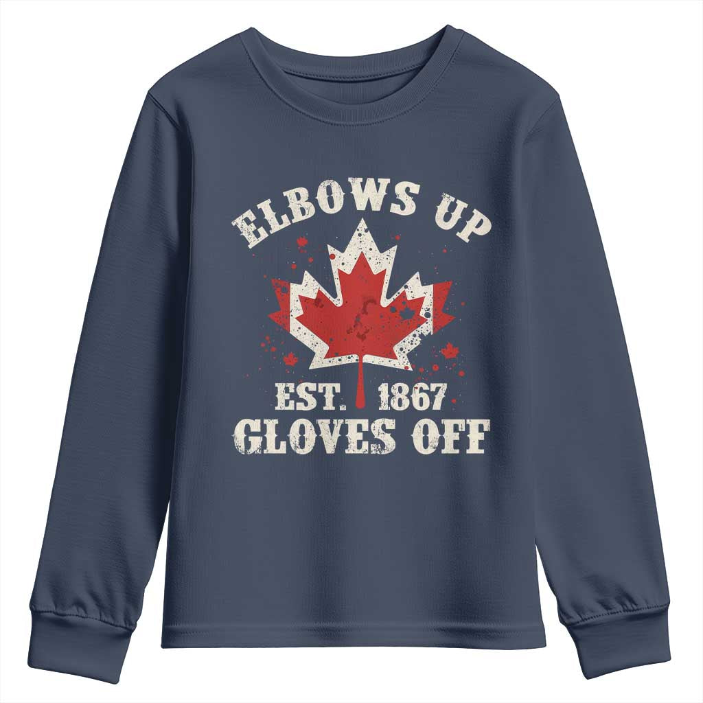 Elbows Up Canada EST 1867 Youth Sweatshirt Proud Canadian Maple Leaf