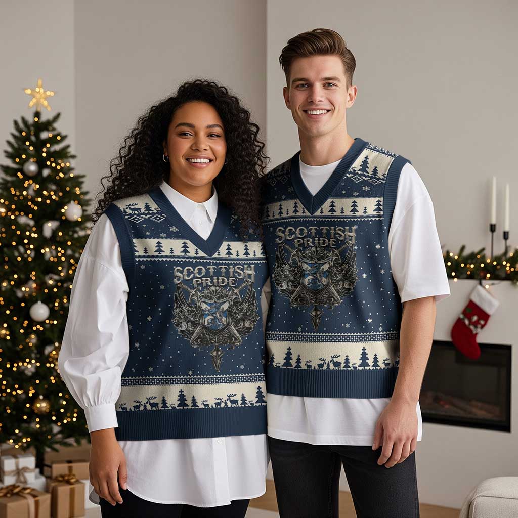 Scottish Pride Celtic Scotland Lion Rampant V-Neck Knit Sweater Vest - Wonder Print Shop