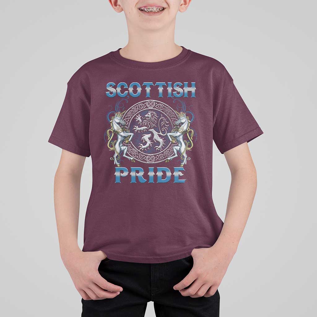 Scottish Pride T Shirt For Kid Lion Rampant Unicorns Scottish Flag