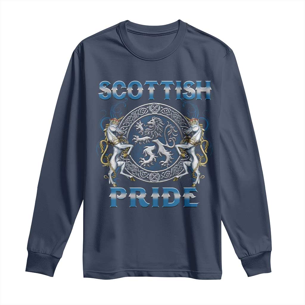 Scottish Pride Long Sleeve Shirt Lion Rampant Unicorns Scottish Flag