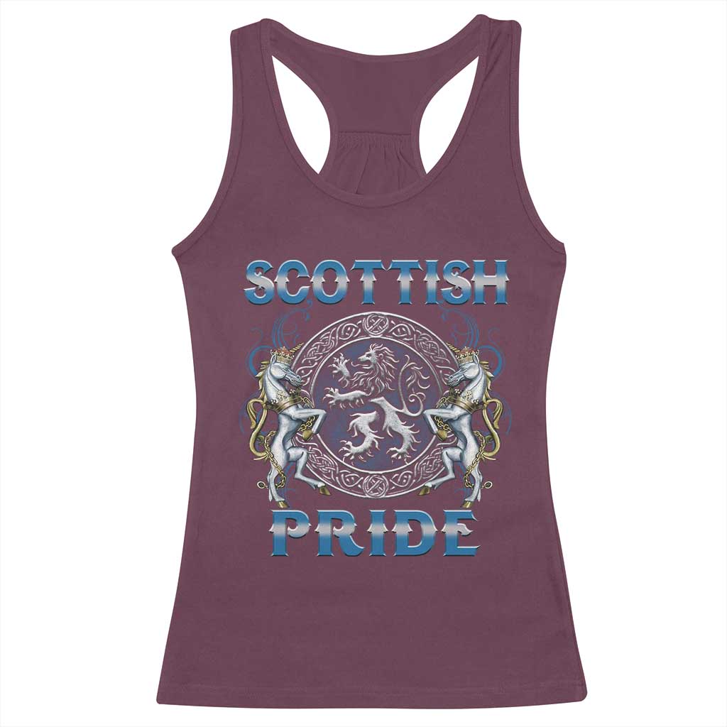 Scottish Pride Racerback Tank Top Lion Rampant Unicorns Scottish Flag