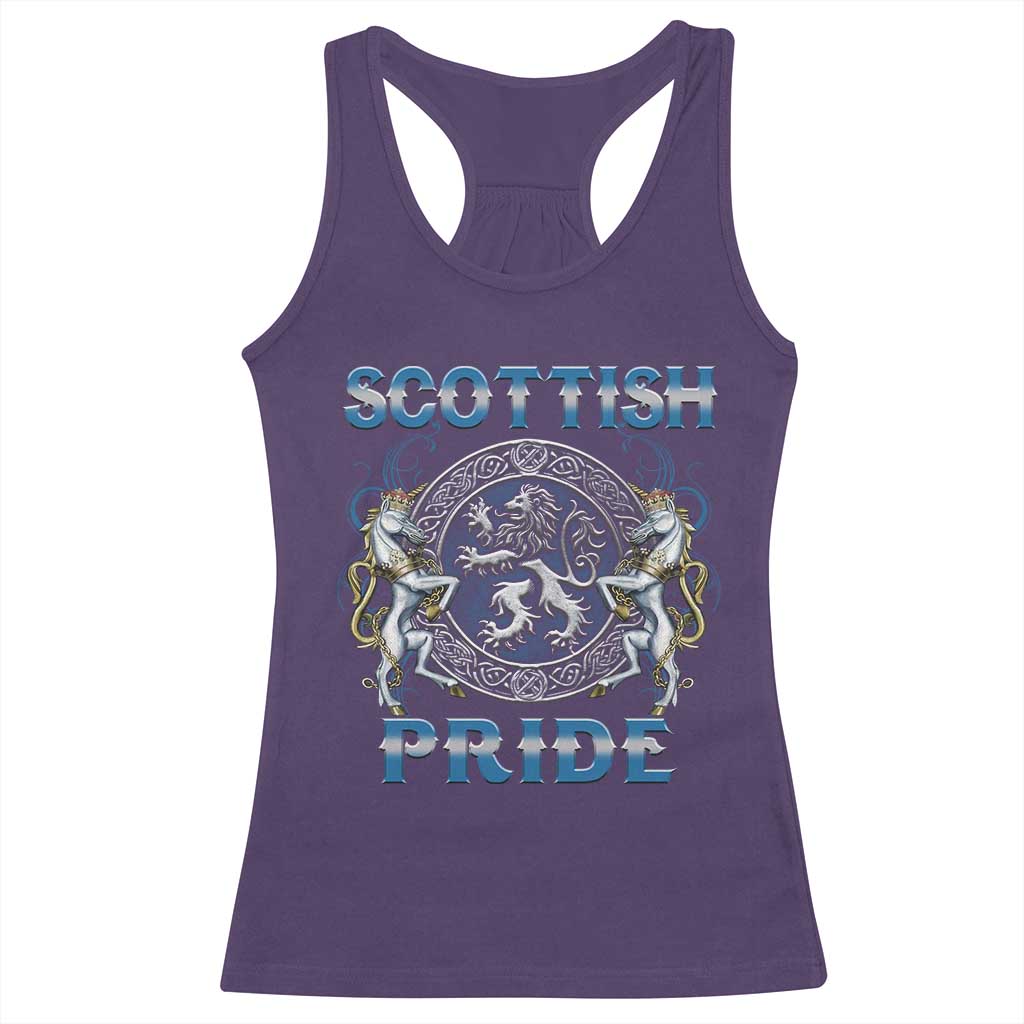 Scottish Pride Racerback Tank Top Lion Rampant Unicorns Scottish Flag