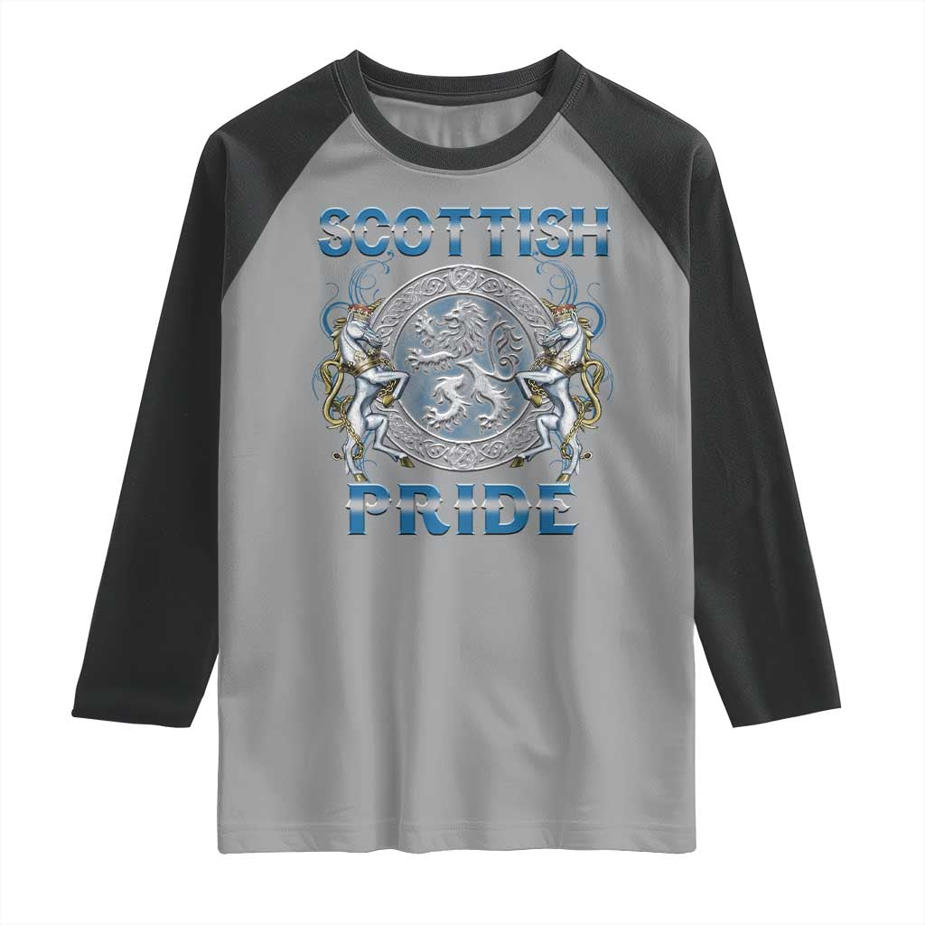 Scottish Pride Raglan Shirt Lion Rampant Unicorns Scottish Flag