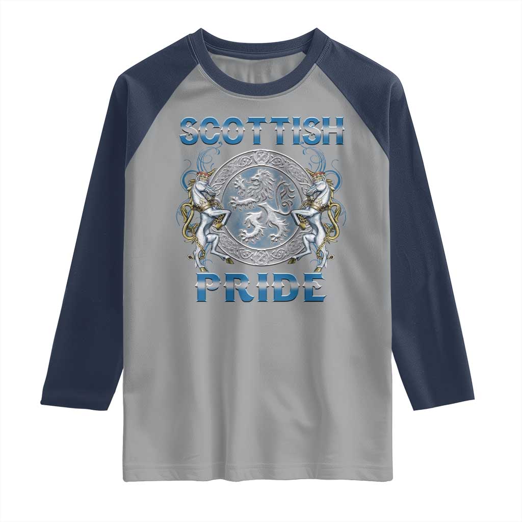Scottish Pride Raglan Shirt Lion Rampant Unicorns Scottish Flag