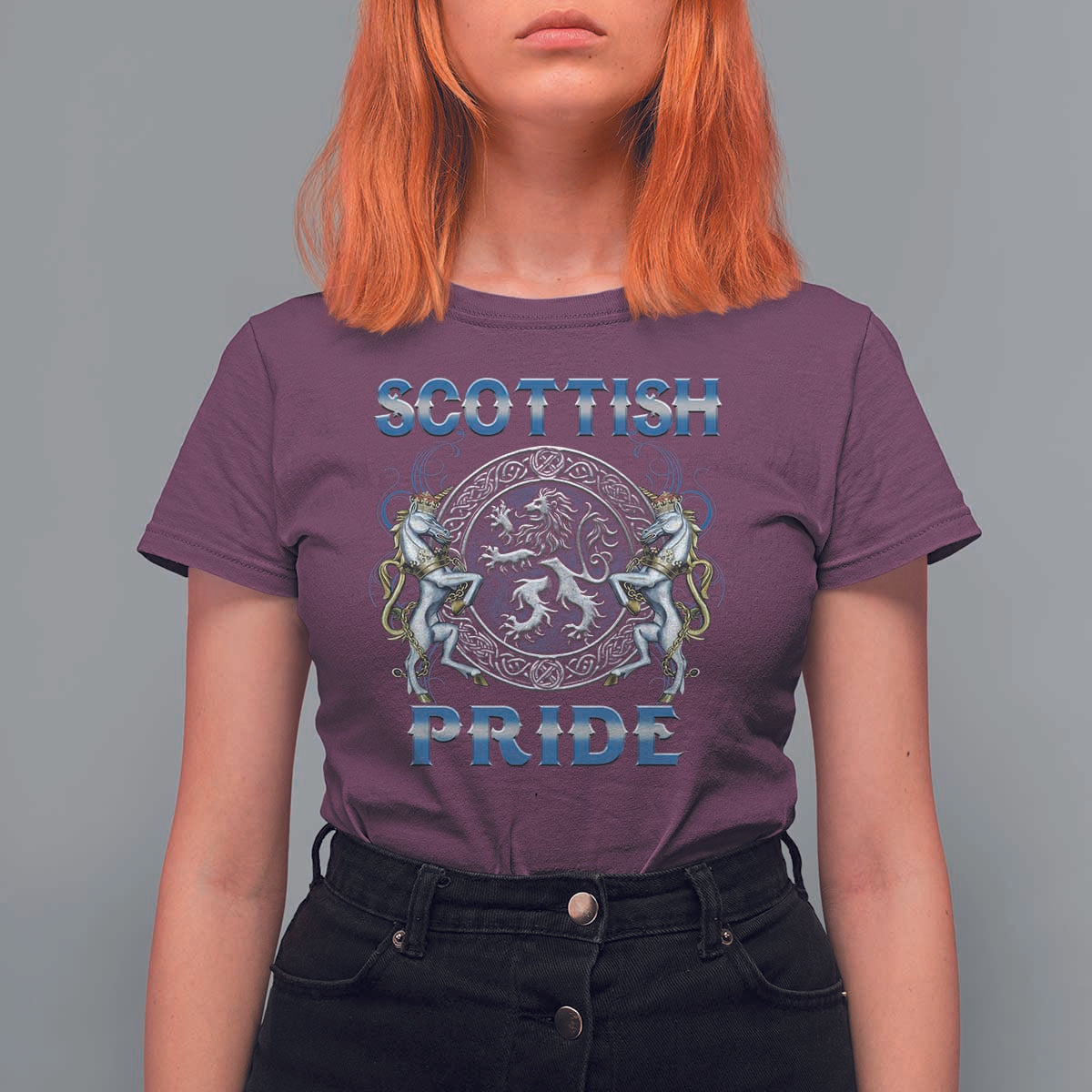 Scottish Pride T Shirt For Women Lion Rampant Unicorns Scottish Flag