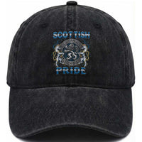 Scottish Pride Washed Cotton Baseball Cap Lion Rampant Unicorns Scottish Flag
