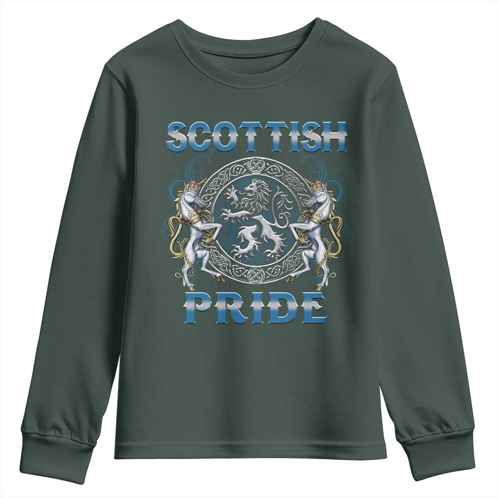 Scottish Pride Youth Sweatshirt Lion Rampant Unicorns Scottish Flag