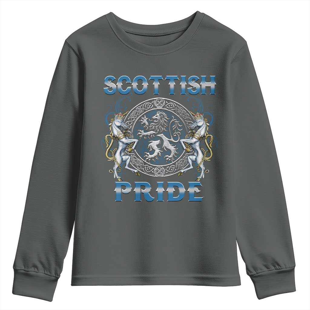 Scottish Pride Youth Sweatshirt Lion Rampant Unicorns Scottish Flag