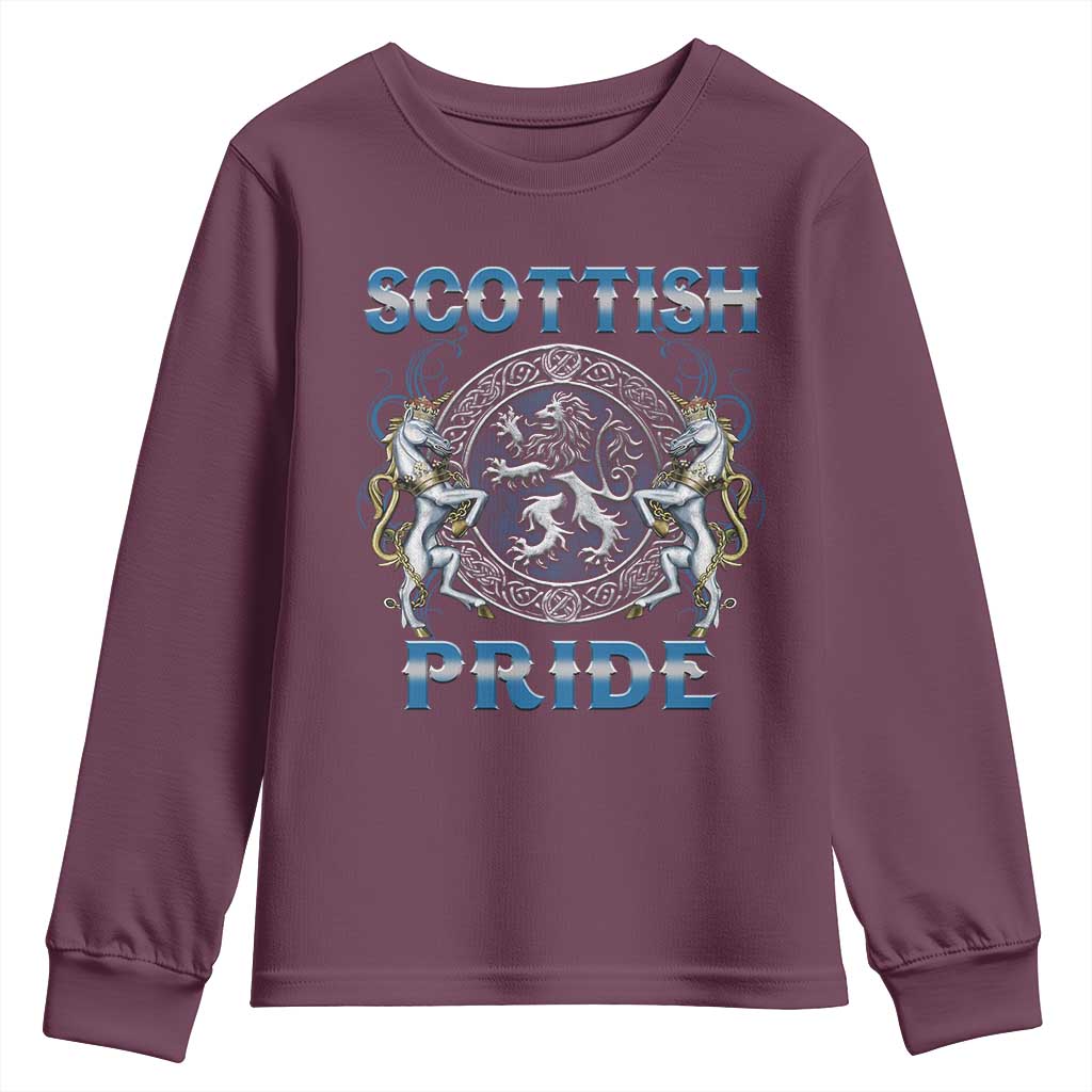 Scottish Pride Youth Sweatshirt Lion Rampant Unicorns Scottish Flag