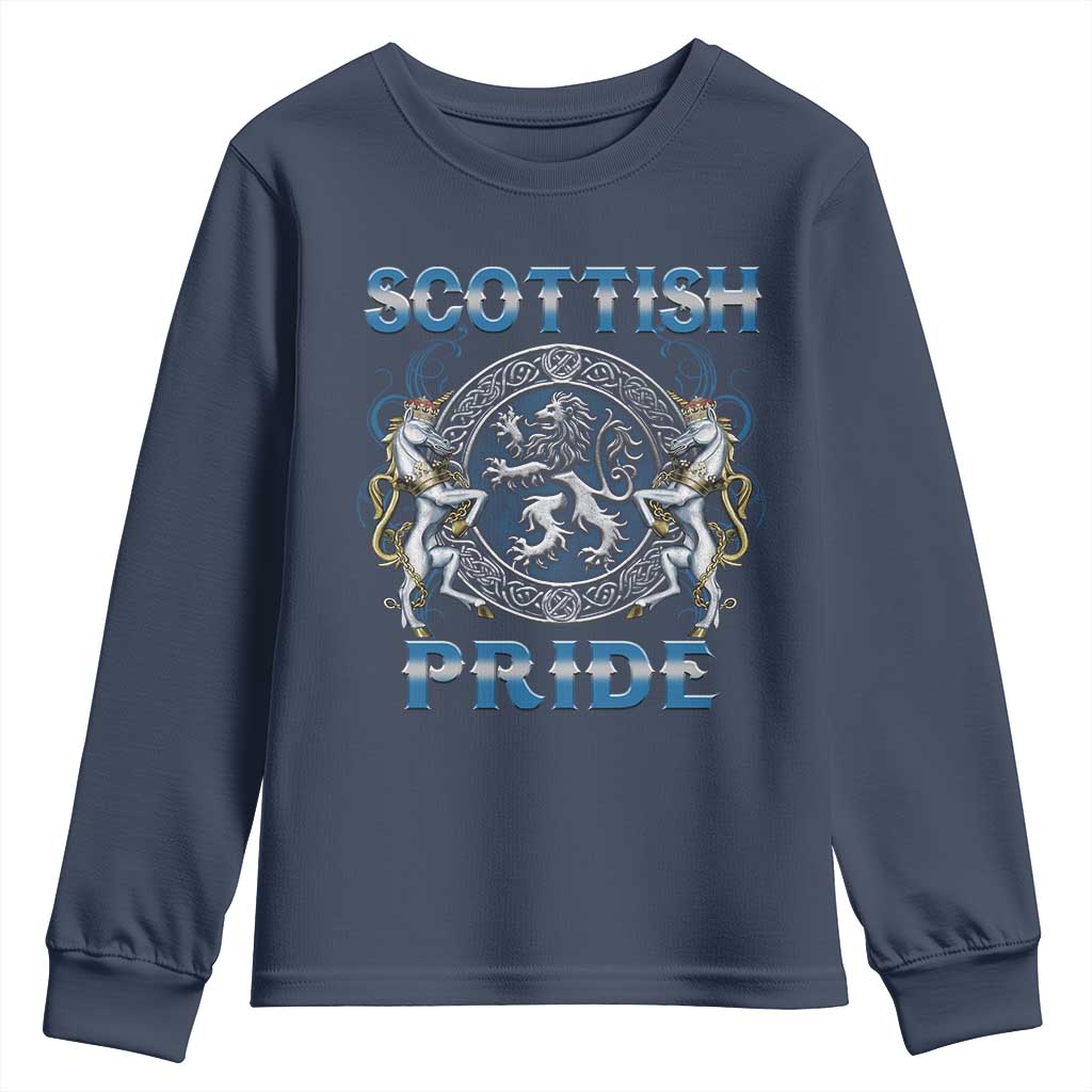 Scottish Pride Youth Sweatshirt Lion Rampant Unicorns Scottish Flag
