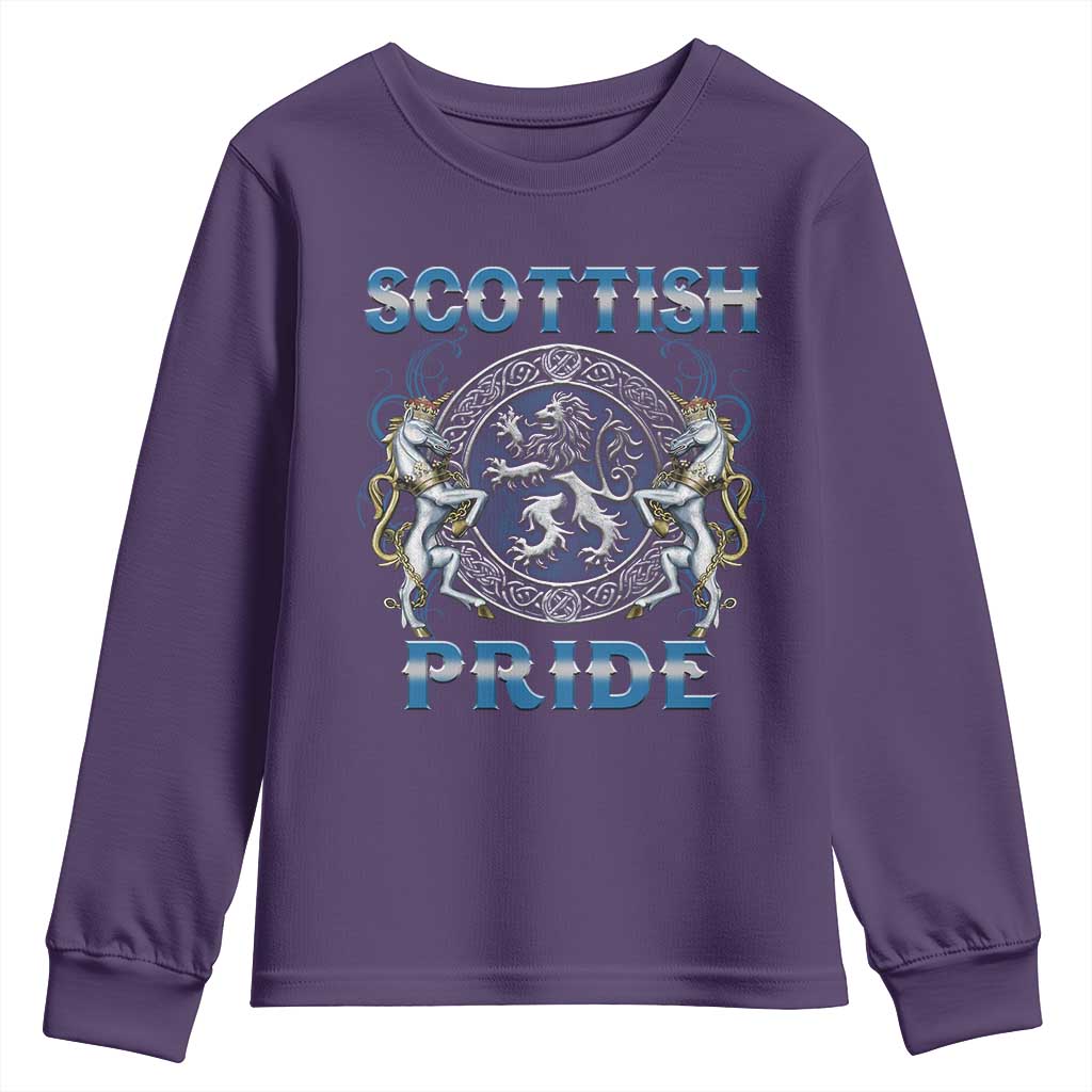 Scottish Pride Youth Sweatshirt Lion Rampant Unicorns Scottish Flag