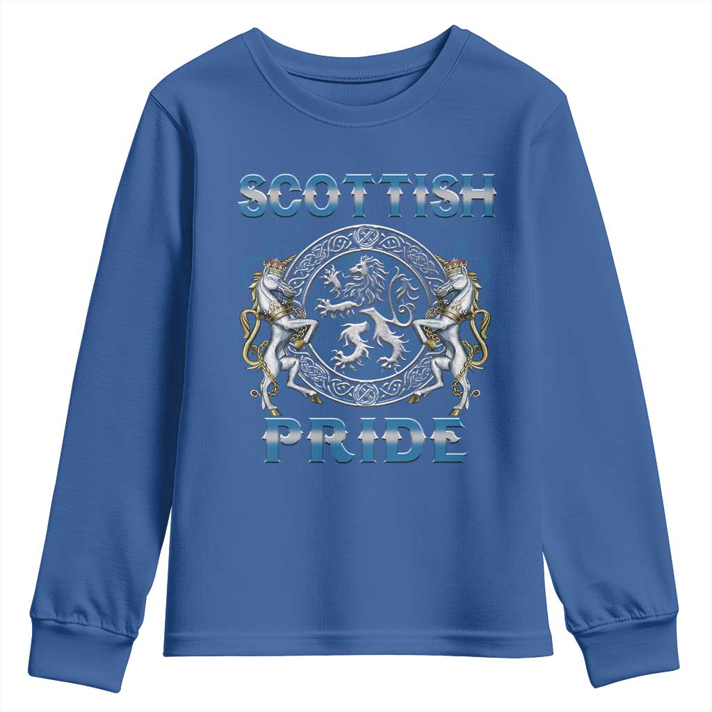 Scottish Pride Youth Sweatshirt Lion Rampant Unicorns Scottish Flag