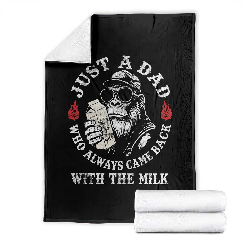 Just A Dad Who Always Came Back With The Milk Funny Bigfoot Father's Day Throw Blanket