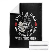 Just A Dad Who Always Came Back With The Milk Funny Bigfoot Father's Day Throw Blanket
