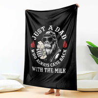 Just A Dad Who Always Came Back With The Milk Funny Bigfoot Father's Day Throw Blanket