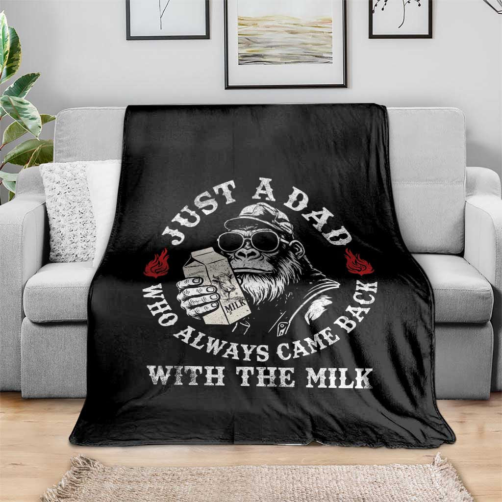 Just A Dad Who Always Came Back With The Milk Funny Bigfoot Father's Day Throw Blanket