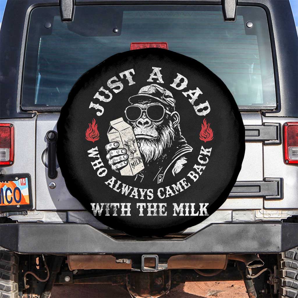 Just A Dad Who Always Came Back With The Milk Funny Bigfoot Father's Day Spare Tire Cover