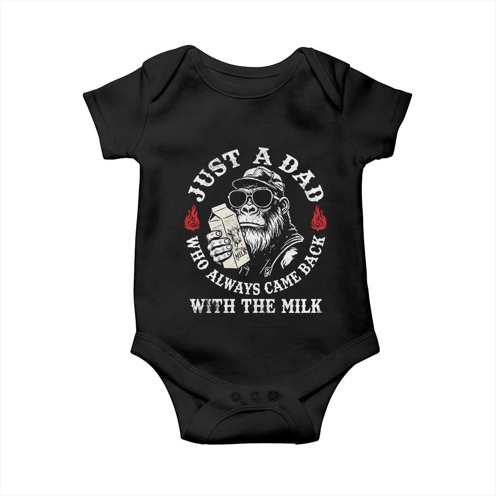 Just A Dad Who Always Came Back With The Milk Funny Bigfoot Father's Day Baby Onesie