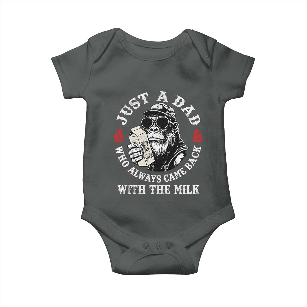 Just A Dad Who Always Came Back With The Milk Funny Bigfoot Father's Day Baby Onesie