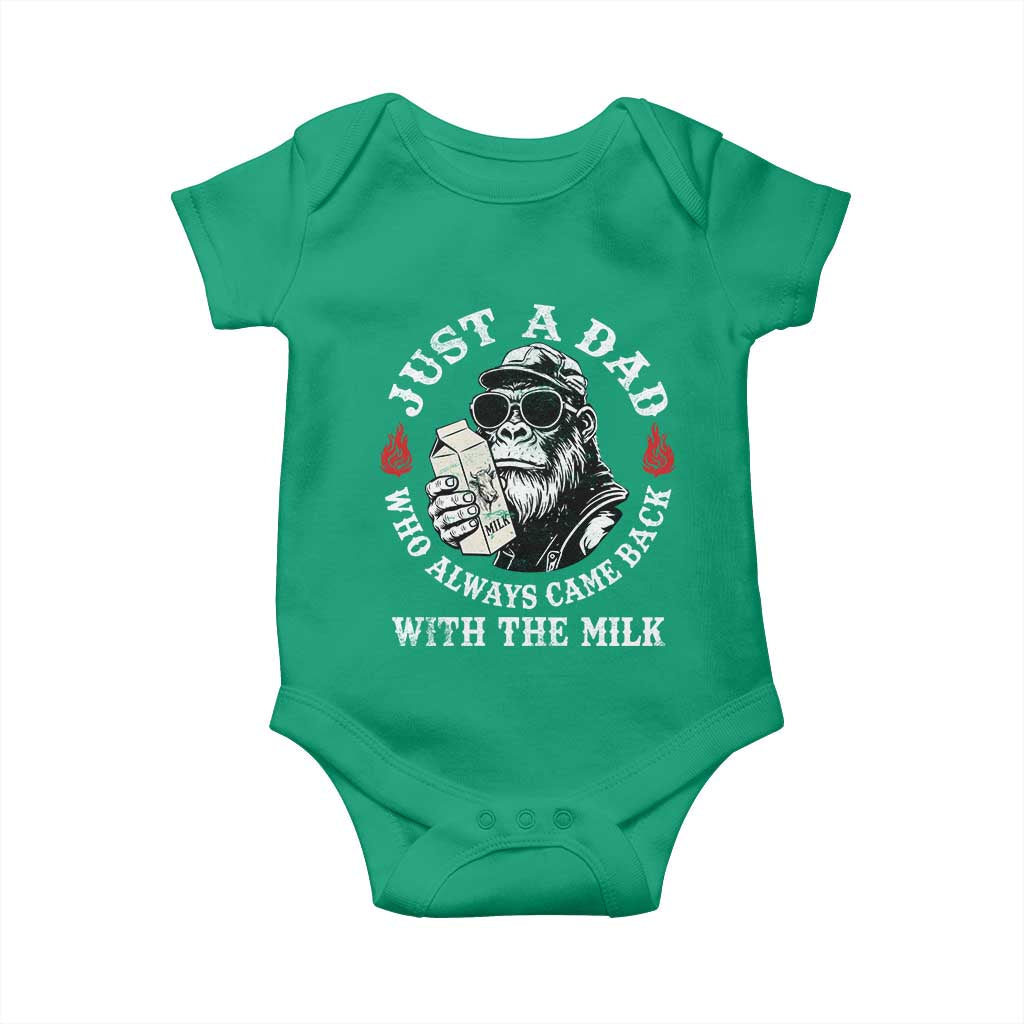 Just A Dad Who Always Came Back With The Milk Funny Bigfoot Father's Day Baby Onesie