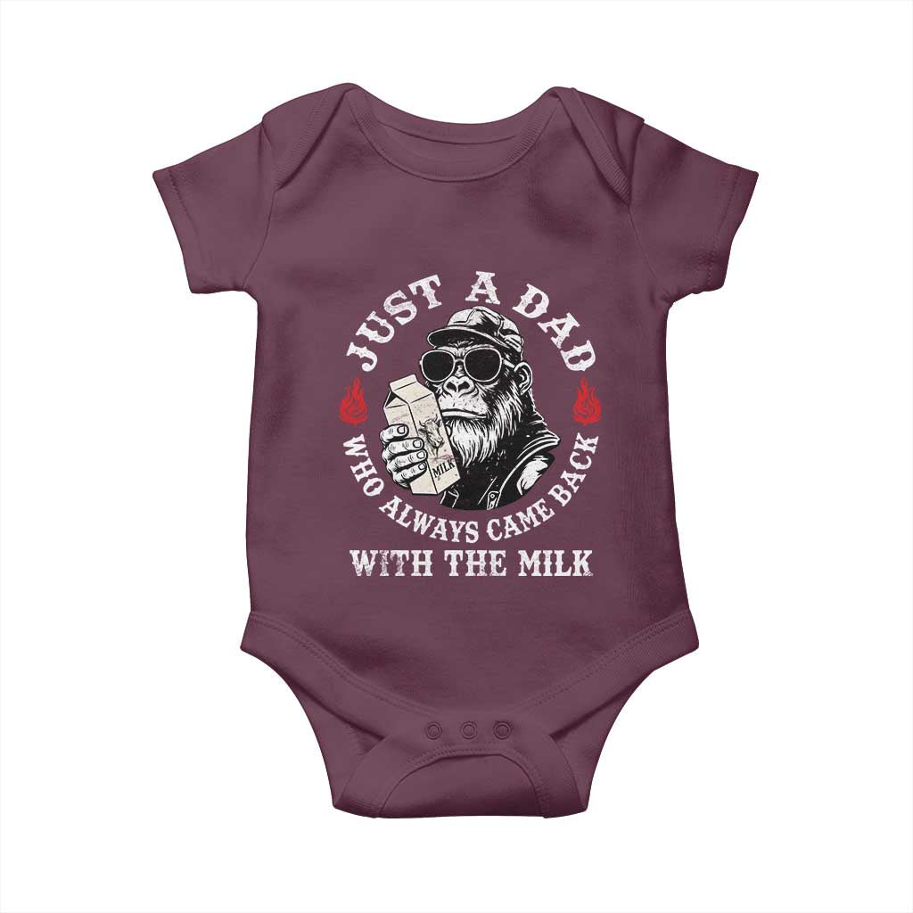 Just A Dad Who Always Came Back With The Milk Funny Bigfoot Father's Day Baby Onesie