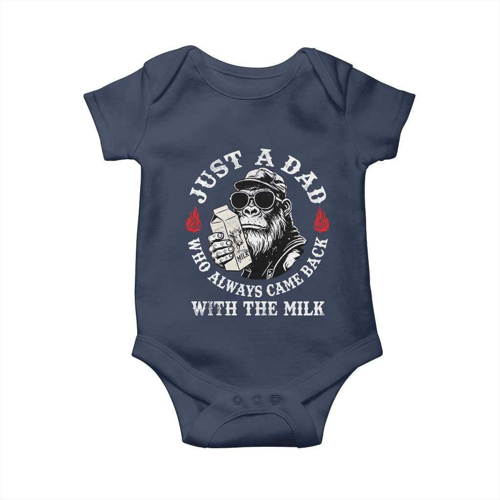 Just A Dad Who Always Came Back With The Milk Funny Bigfoot Father's Day Baby Onesie