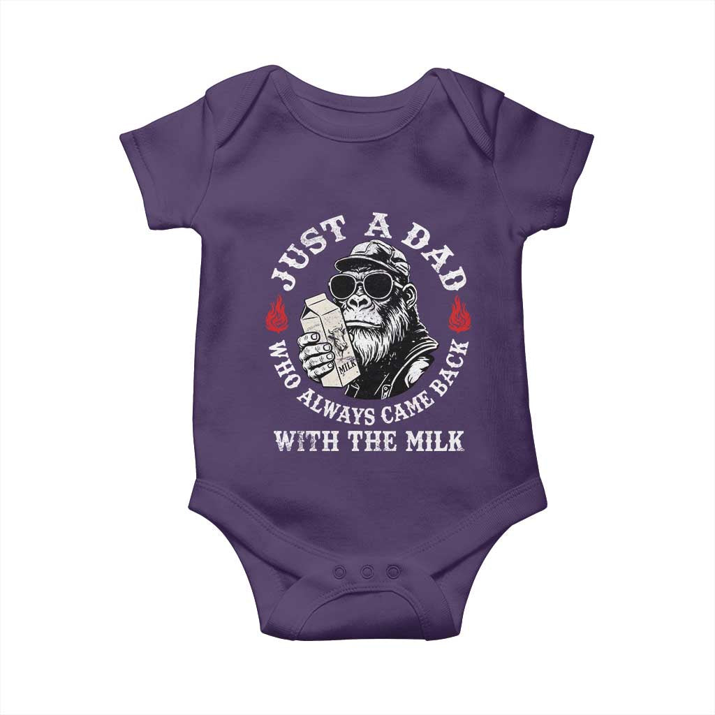 Just A Dad Who Always Came Back With The Milk Funny Bigfoot Father's Day Baby Onesie