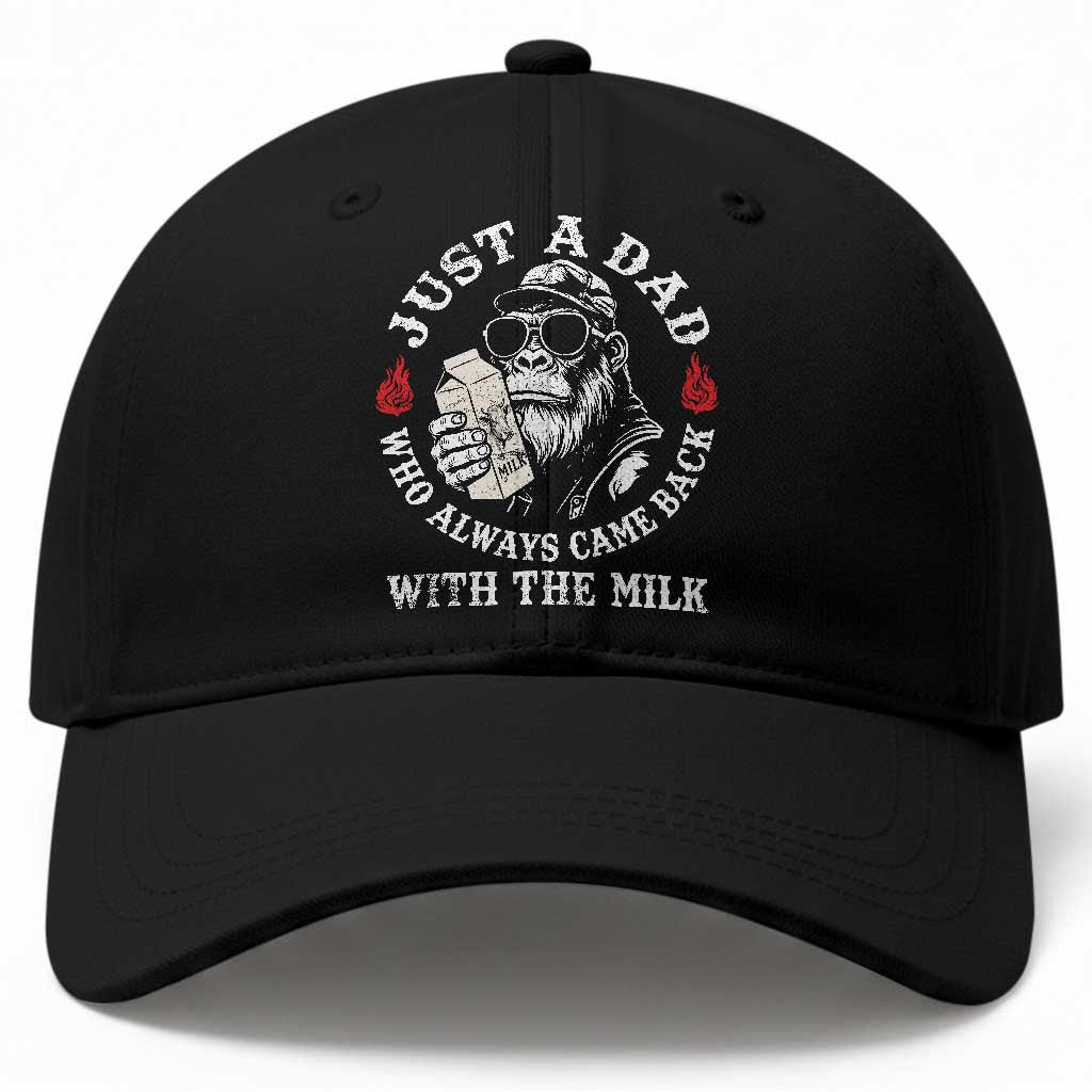 Just A Dad Who Always Came Back With The Milk Funny Bigfoot Father's Day Baseball Cap