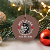 Just A Dad Who Always Came Back With The Milk Funny Bigfoot Father's Day Ceramic Ornament