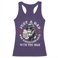Just A Dad Who Always Came Back With The Milk Funny Bigfoot Father's Day Racerback Tank Top