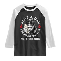 Just A Dad Who Always Came Back With The Milk Funny Bigfoot Father's Day Raglan Shirt