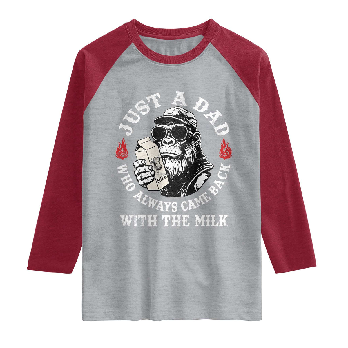 Just A Dad Who Always Came Back With The Milk Funny Bigfoot Father's Day Raglan Shirt