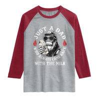 Just A Dad Who Always Came Back With The Milk Funny Bigfoot Father's Day Raglan Shirt