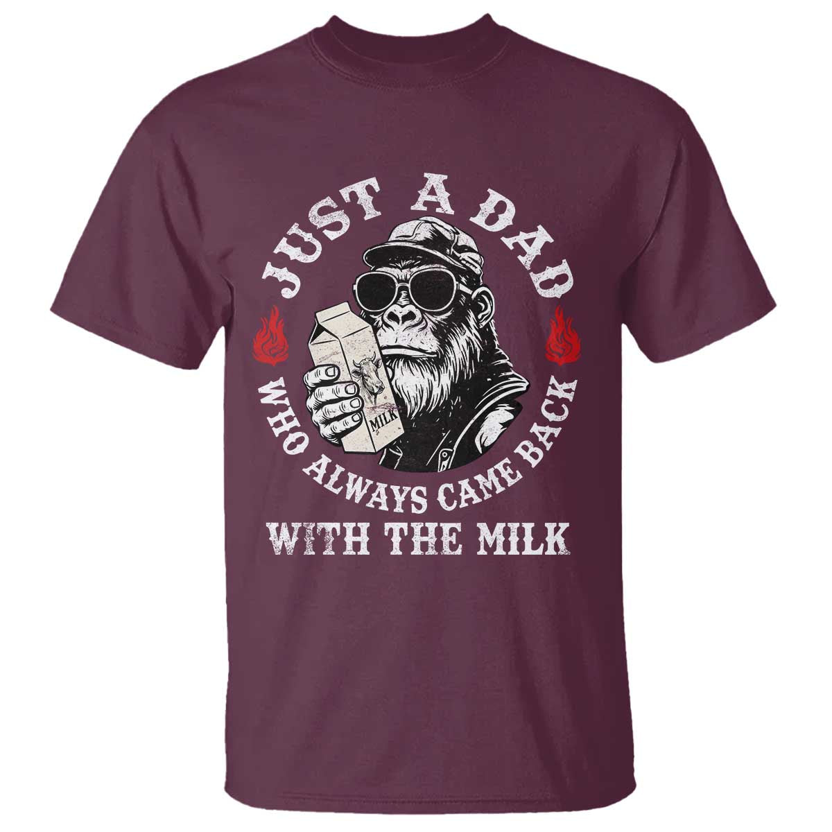 Just A Dad Who Always Came Back With The Milk Funny Bigfoot Father's Day T Shirt