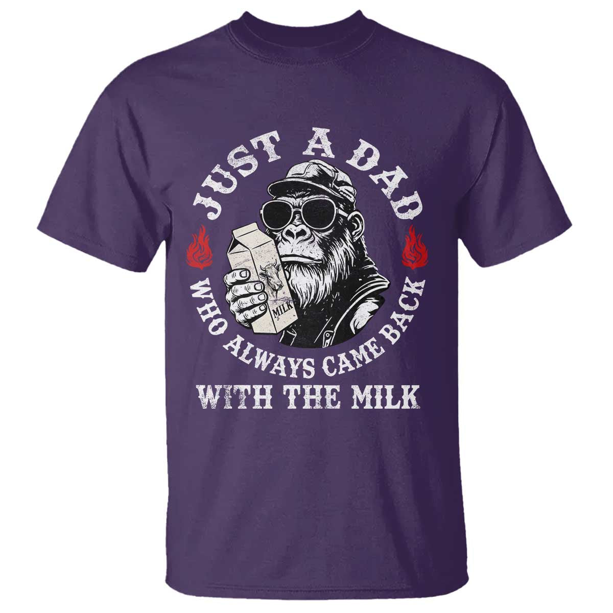 Just A Dad Who Always Came Back With The Milk Funny Bigfoot Father's Day T Shirt