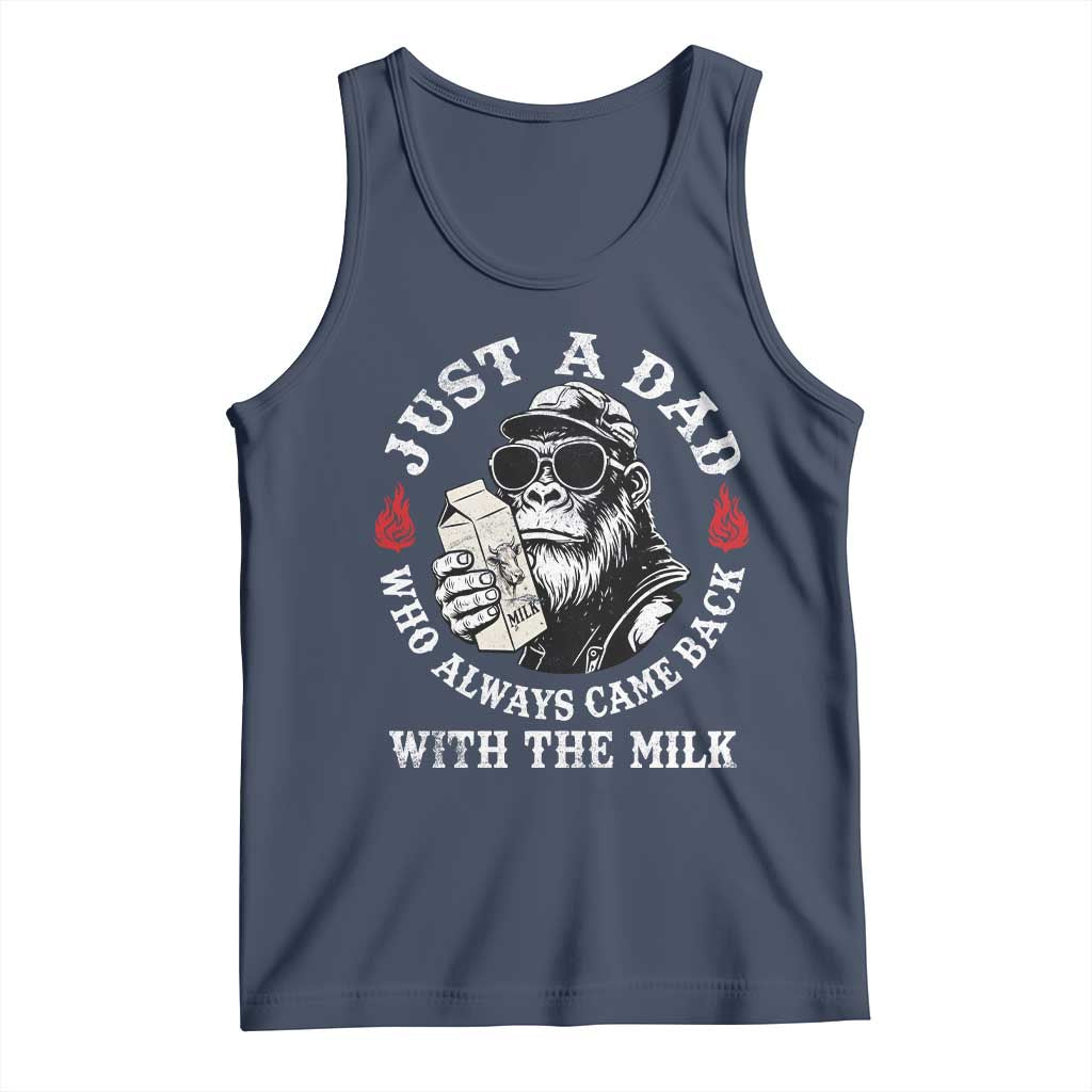 Just A Dad Who Always Came Back With The Milk Funny Bigfoot Father's Day Tank Top
