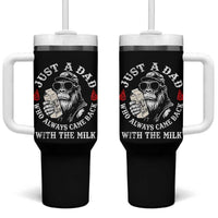 Just A Dad Who Always Came Back With The Milk Funny Bigfoot Father's Day Tumbler With Handle