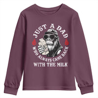 Just A Dad Who Always Came Back With The Milk Funny Bigfoot Father's Day Youth Sweatshirt
