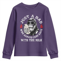 Just A Dad Who Always Came Back With The Milk Funny Bigfoot Father's Day Youth Sweatshirt